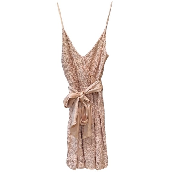 Halston Heritage Gold Silk Sequin Embellished Occasion Dress - Picture 1 of 16